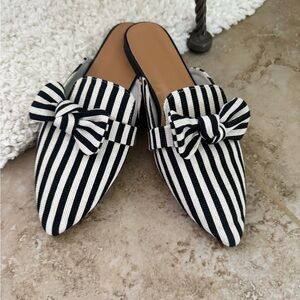 Elegant Striped Bow Mules